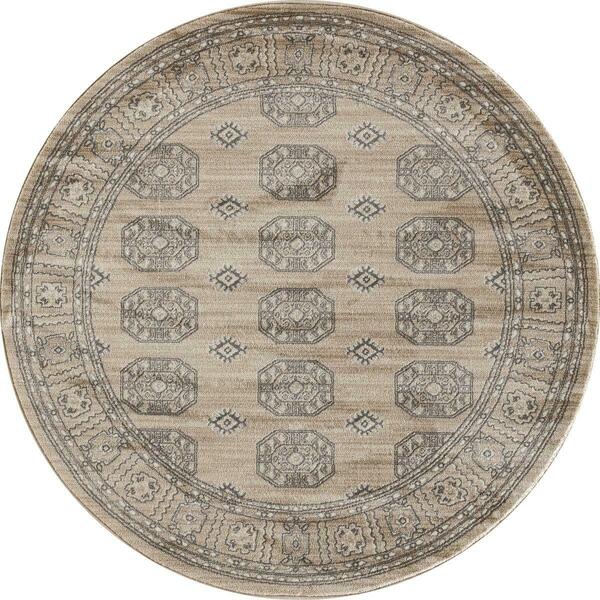 Art Carpet 8 Ft. Arbor Collection Anatolia Woven Round Area Rug, Beige 21148